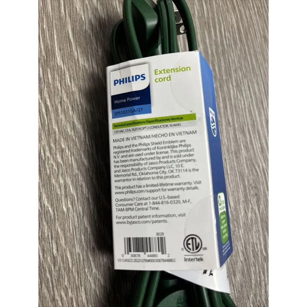 Philips 6' 3-Outlet‎ Polarized Extension Cord Indoor Green